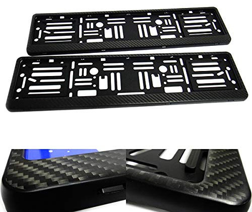 Nummernschildhalter, 3D-Kohlefaser, matt, Schwarz, 2 Stück