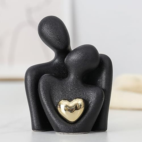 ODMYZG Mini Couple Statue,Couple Hugging Statue,Modern Abstract Art Decoration,Decorative items for TV cabinets,living rooms and bedrooms.Romantic Gifts for Valentine Anniversary Birthday (Black, M)