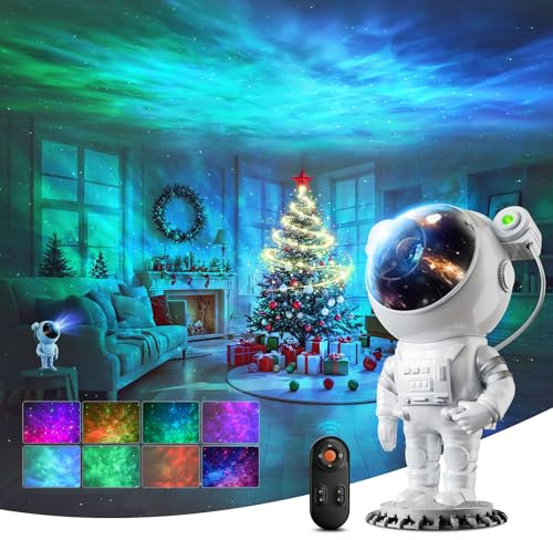LPONGPOCUI Astronauten Sternenhimmel Projektor, LED Galaxy Projektor mit Fernbedienung Galaxy Light Projector Erwachsene Schlafzimmer Raumdekoration, Geschenke für Kinder & Erwachsene