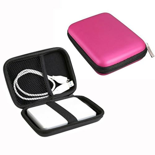 Étui de transport pour disque dur externe 2,5, étui de protection portable en EVA résistant aux chocs pour Western Digital WD Elements, etc. (rose rouge)