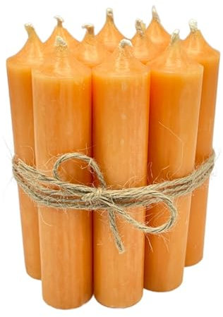 11cm Stabkerzen 10er Set im eleganten Stil, Farbe Mandarine, natürliches Design mit 2,2 cm Durchmesser, Höhe 11 cm, ca. 4 Stunden Brennzeit, Ruß- und tropffrei, Hoher Neidfaktor.
