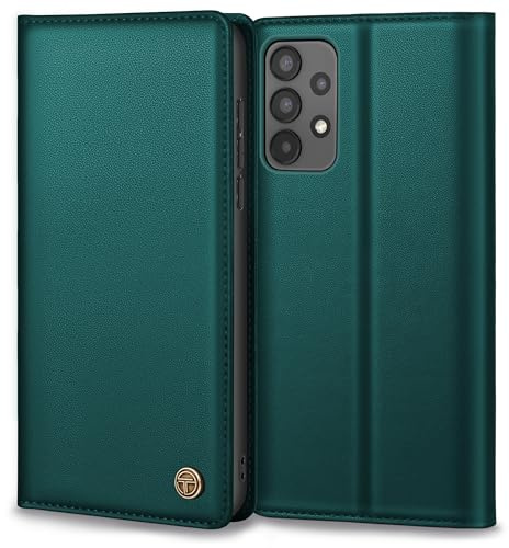 Handyhülle für Samsung Galaxy A13 4G/5G A04S Hülle, Premium Lederhülle Schutzhülle Tasche für Samsung A13 4G/5G Hülle Wallet Kartenfach Standfunktion Flip Case für Galaxy A13 Klappbar, Blau Grün