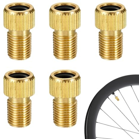 5 Stück Fahrradventil Adapter, Ventiladapter Französisches Ventil auf Autoventil (SV auf AV) mit Dichtring, Messing Ventil Adapter Set für Rennrad, Mountainbike, Luftpumpe, Tankstelle