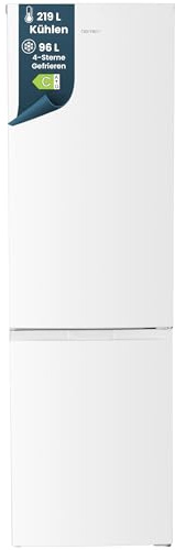 homeX Kühlschrank mit Gefrierfach, Kühl-Gefrier-Kombination freistehend, groß - 315 Liter, 4-Sterne Gefrieren, Super-Frost-Funktion, leise Kühlgefrierkombi, EEK C, XXL Kühl Gefrierkombination weiß