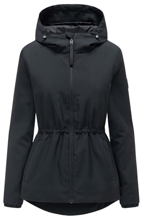 MARIKOO Damen Jacke (XS-3XL) wasserabweisend mit fester Kapuze, taillierbar - N127