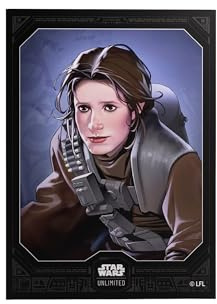 Gamegenic, Star Wars: Unlimited Premium Art Sleeves – Leia Organa, Zubehör | 60 Art Hüllen + 2 klare Hüllen pro Packung, Hüllengröße: 66 x 92 mm, Kartengröße bis zu 64 x 90 mm, Sleeve Code: Gray