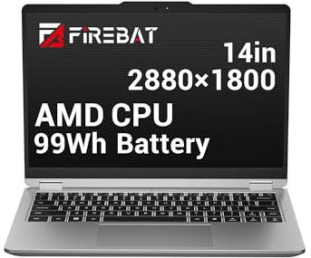 Ordinateur portable, écran QHD+de14 pouces (2880x1800), processeur AMD Ryzen 7 H255 (8 cœurs/16 threads, jusqu'à 4,9GHz),32GoLPDDR5,SSD1To (extensible jusqu'à 8 To)lecteur d'empreintes digitales, gris