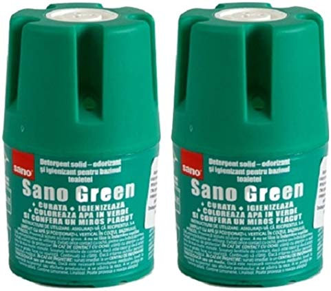 Sano Green Water Toilet Bowl Cleaner Long Lasting Air Freshener WC Tablet Pack of 2