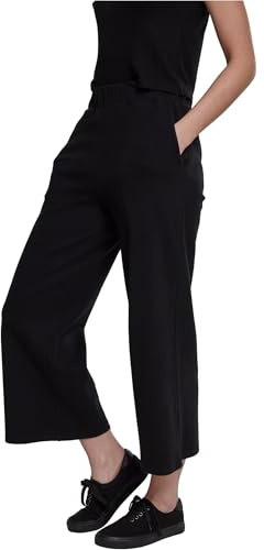 Urban Classics Ladies Culotte, Pantalones Casual de Cintura Alta, Pantalón de Pierna Ancha, Corte Suelto para Mujer, Negro (Black 00007), XS