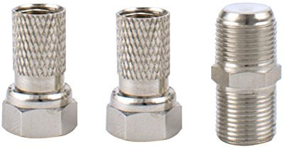 TOOGOO para Extender Cables de satelite Gemelos WF65, El Kit Contiene 4 Conectores F-Tipo y 2 F-acopladores