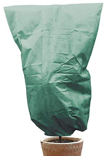AFP Winterschutz Vlieshaube grün, 120 x 180cm, 50g/qm - XL-Kübelpflanzensack Gartenvlies atmungsaktiv für Olivenbäume, Palmen/Frostschutz Pflanzen/Kordel / 2 Jutesäckchen gratis