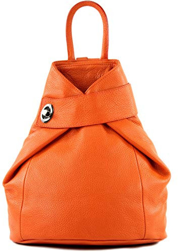 modamoda de - T179 - ital: Damen Rucksack Tasche aus Leder, Farbe:Orange