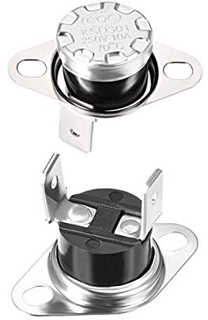 sourcing map interruptor de control de temperatura, termostato, 70 ° c 10a normalmente cerrado nc 2pcs