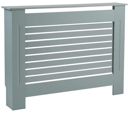 Home Source Radiator Cover Wooden Wall Cabinet Shelf Slatted Grill, Grey, Medium 112cm