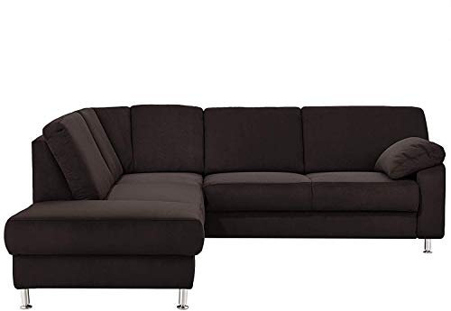 Cavadore Ecksofa Belfast mit Ottomane links / Polsterecke mit Federkern / inkl. Vorziehsitz und Bettkasten / 243 x 88 x 218 / Mikrofaser Schwarz