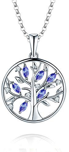 JO WISDOM Halskette Baum des Lebens,Kette anhaenger Silber 925 lebensbaum Familie Anhänger Halskette mit 3A Zirconia Dezember Geburtsstein Tansanit Farbe,Schmuck für Frauen Damen