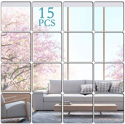 KimDaro Mirror Wall Stickers Non Glass Mirror Plastic Mirror 3D Hexagon Acrylic Mirror Wall Decor Self Adhesive Tiles (15 pcs 15cmx15cm)