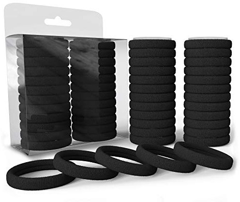 Levani® 50er Haargummi Set - Hochwertige Haargummis aus Baumwolle - Zopfgummi für Männer und Frauen - Haar Gummibänder - 50 Stück (Schwarz 4 cm)