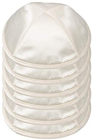 A&M Mezuzot Modern Satin Kippah für Herren Yarmulke Cap Jüdische Yamaka Hut Kippot Yarmulka 6er Set, Seidenweiß, Mittel
