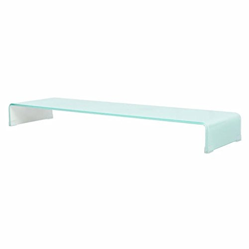 Tidyard Meuble TV en verre trempé transparent/noir/blanc, hauteur écran en verre trempé, meuble TV en verre, meuble TV en verre noir, meuble TV en verre, meuble TV en verre