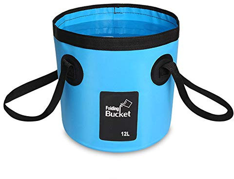 Faltbarer Eimer, 12 L Multifunktions Falteimer, Outdoor Faltschüssel, Waschbecken Zusammenklappbarer, Camping Eimer fürReisen im Wandern, Blau