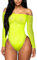 RSLOVE Lingerie da donna a rete body sexy abiti in rete Bodystocking, Giallo, Taglia unica