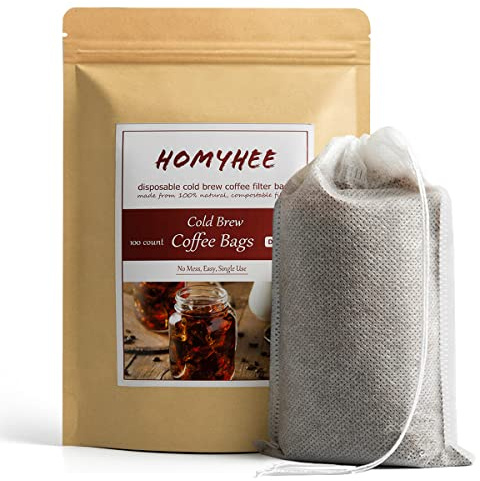 Lot de 100 filtres à café à froid jetables en maille fine pour machine à café concentré/glacé, kit de presse française/froide, thé chaud dans un pot Mason ou un pichet, 10,2 x 15,2 cm