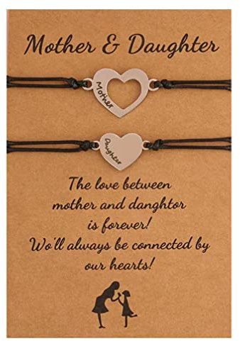 Houhounb Mutter Tochter Armband Set Mama Tochter 2 Passende Herz Armbänder Schmuck mit Gravur für Mädchen Damen Mama Tochter Geburtstag Geschenk