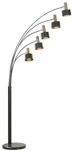 Elegante Stehlampe aus Eisen schwarz und gold 5-flammig modern 210 cm Anbesa