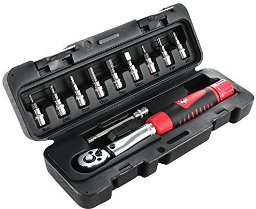HSEAMALL 1/4-Zoll-Drehmomentschlüssel-Set, 2-24 Nm einstellbarer Drehmomentschlüssel Torsionsschlüssel für Rennrad, TÜV, Motorrad