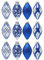 12er-Pack Weihnachtskugeln mit Tropfenform und hängenden Anhängern für Weihnachtsbaum, Weihnachtsdekoration, Lange 4-Zoll-große bruchsichere Kunststoffornamente, Blau
