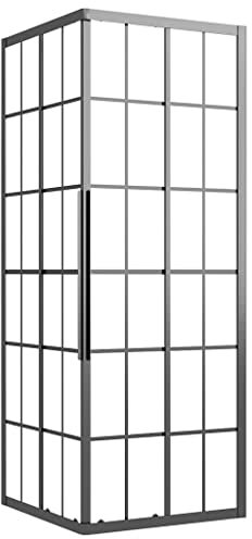 vidaXL Duschkabine Dusche Duschwand Duschabtrennung Duschtür Eckeinstieg Eckdusche Schwingtür Schiebetür Badezimmer Matt ESG 80x80x180 cm Schwarz