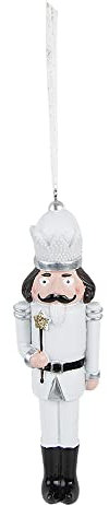 Clayre & Eef Weihnachtsanhänger Nussknacker 15 cm Weiß Kunststoff Weihnachtskugel