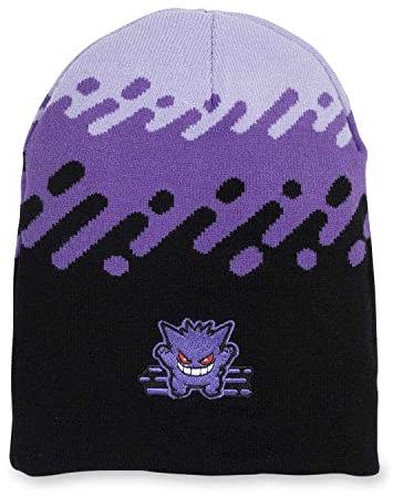 Pokemon Center Gengar Wende-Beanie, Einheitsgröße, Schwarz / Violett, schwarz, Einheitsgröße