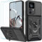 Yohii Handyhülle für Xiaomi 12T / Xiaomi 12T Pro Hülle mit 2 Stück Schutzfolie, Kameraschutz Case mit 360 Grad Ring Ständer Stoßfest Kratzfest Tough Armor Schutzhülle, Schwarz