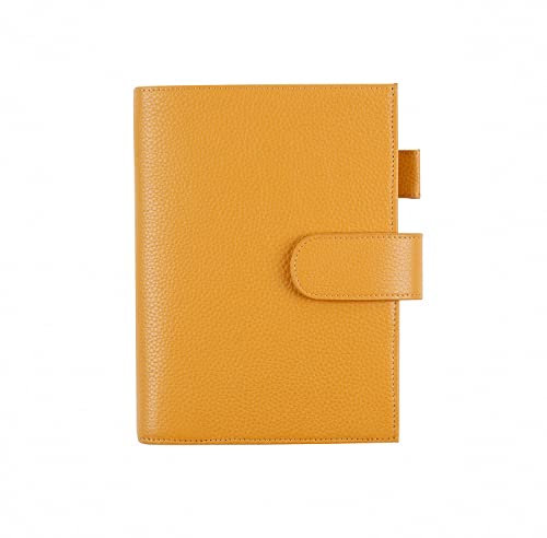 Moterm Leder Cover für Stalogy B6 - mit Rückentasche, Stiftschleife und Kartensteckplätze (Kiesel-Senf)