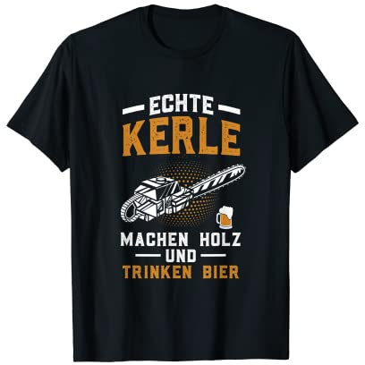 Holz Tshirt Herren Forstwirt Holzfller Frster Unisex-Erwachsene Schwarz Kurzarm T-Shirt S