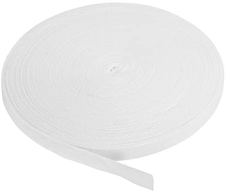 PATIKIL Baumwollband Baumwolle Gurtband 15mm x 45m, Schrägband Baumwoll Nahtband Köperband Saumband Einfassband Stoffband Webband zum Nähen für DIY Basteln Stricken Verpackungen, Weiß