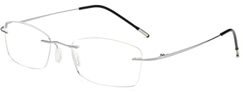 KOOSUFA Titan Randlose Lesebrille Blaulichtfilter Herren Damen Ultraleicht | Business-Stil, Rechteckiger Rahmenlose Lesehilfe, Computer Arbeitsplatzbrille mit Stärke 0.0 1.0 1.5 2.0 2.5 3.0 3.5 4.0