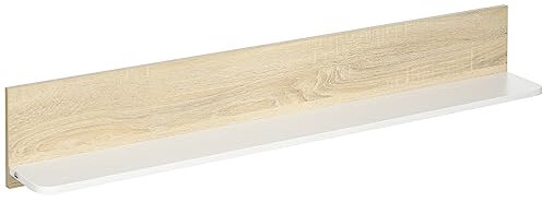 HOMCOM Schwebendes Regal Holzwandregal Wandregal für Wohnzimmer Schlafzimmer Flur Küche Bad Bad 120x15x20 cm Eiche und Weiß