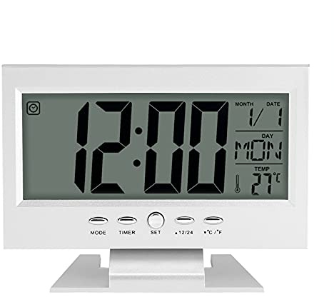 digitale standuhr mit datum,funkwecker digital mit Batterie,Uhr, Elektrische Westclox, Uhr, Digitaluhr, Digitaluhr, Digitaluhr Temperatur USB-Ladegerät LCD Digital Sound Sensor Tisch Wecker mit Kalend