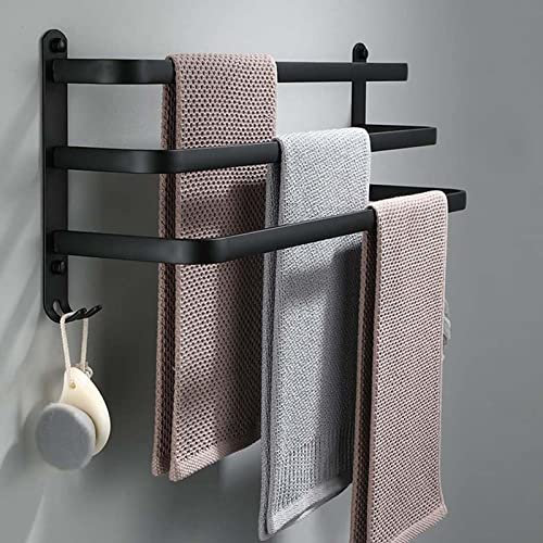 Toallero negro de 24 pulgadas para montaje en pared, soporte para toallas de mano, accesorios de baño, toallero moderno para decoración del hogar, color negro