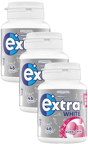 Extra White Bubblemint Flavour Xylitol Sugarfree Chewing Gum, 3 Pack of 46 Pieces