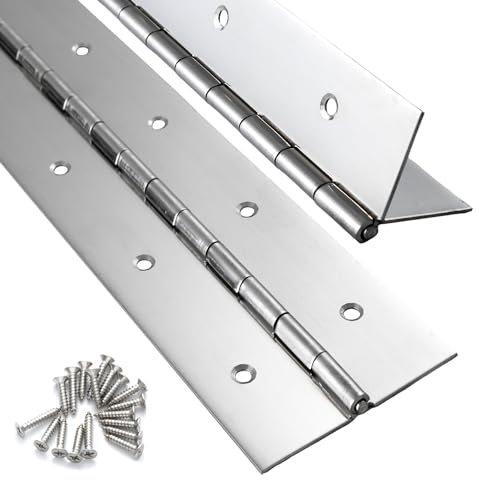 2 Pack Heavy Duty Piano Hinge 30 Inch x 2 Inch Width, 0.047'' Thick Stainless Steel Continuous & Piano Hinge for Cabinet, Door, Toolbox, Wooden Box, Metal Plate, Furniture, Industrial Project