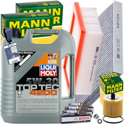 Inspektionspaket + Kerzen + 1x5L 5W30 Motoröl passend für ForTwo