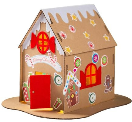 Qianly Weihnachtsbauten Aus Pappe, Bastelmaterial für Kinder Und Erwachsene, Stil c