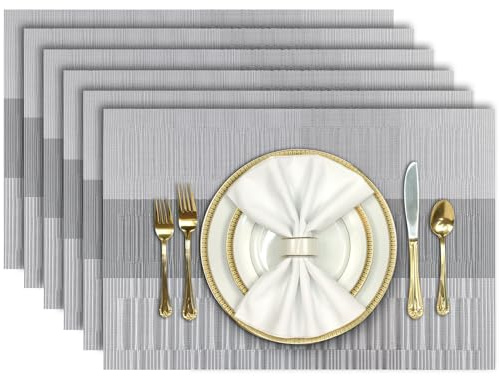 Aofmee Platzset, Tischsets Abwaschbar 6er Set, Platzdeckchen PVC rutschfest Hitzebeständig, Tisch-Set für Küche Speisetisch Abwischbar Tisch-Matten für Esstisch, Antifouling und Leicht zu Reinigen