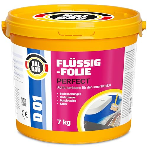 Flüssigfolie Profi 7kg, Flüssiggummi für Innen, Wassersperre unter Fliesen | Bad, Dusche, Abdichtung, Halbau D01