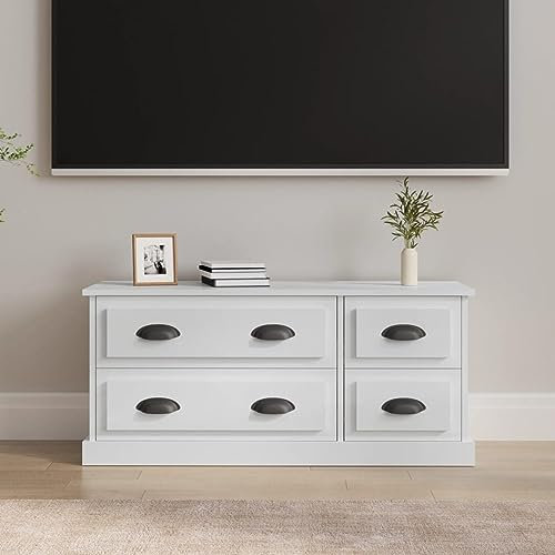 LAPOOH TV-Schrank Hochglanz-Weiß 100x35,5x45 cm Holzwerkstoff, TV Lowboard, Fernsehschrank, Fernsehtisch, Fernseher Schrank, TV Sideboard, TV Board, TV Cabinet, TV Bank, TV Kommode - 816450