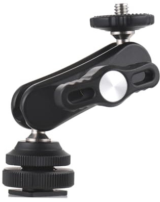 Cool Ballhead HUIOP Mini Cool Ballhead Multi-Function Double Ball Dead Adapter with Cold Shoe Mount & 1/4 Inch Screw for DSLR Camera Camcorder Monitor LED Microphone